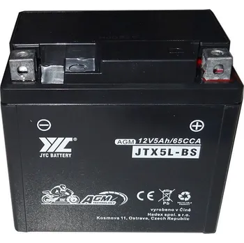 Záložní baterie Pb akumulátor JYC JTX5L-BS AGM pro motocykly 12V/5Ah pravý