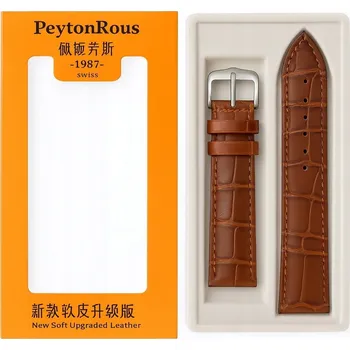 Řemínek na hodinky Řemínek k hodinkám 22 mm pravá kůže krokodýlí vzor světle hnědý + stěžejky