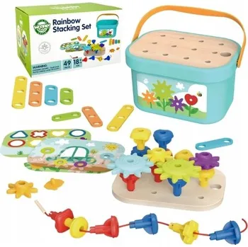 Dřevěná hračka Montessori Hra Kolíky Zelená Woopie