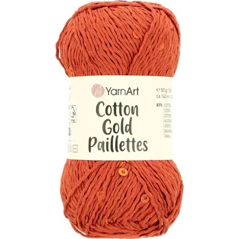 Galanterie Yarnart Bavlna Gold Paillettes 7117 cihla