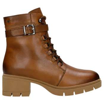 Dámské polobotky Hnědé Dámské Kožené Kotníkové Boty Na Podpatku Wojas 6414153 38