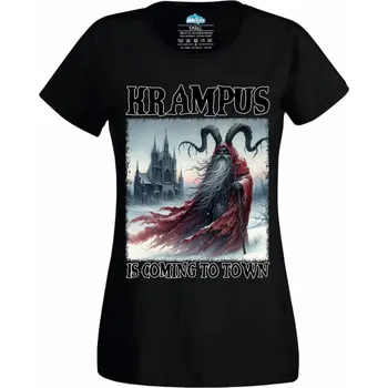 Dámské tričko Dámské tričko Vánoční Démon Krampus přichází (Velikost: XXL, Barva: Černá)