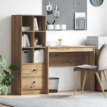 přebalovací pult a komoda Stůl s úložným prostorem 2 pcs dub artisan 90 x 40 x 76 cm Hnědá3337328