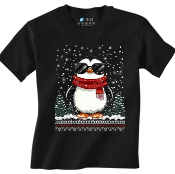 Chlapecké tričko Dětské tričko Cool Tučňák ve Sněhu (Velikost: 3-4, Barva: Černá)