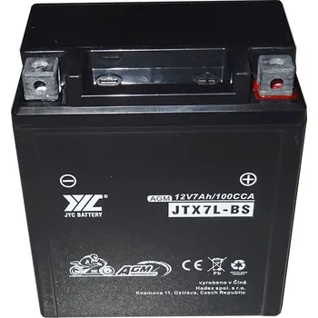 Motobaterie Pb akumulátor JYC JTX7L-BS AGM pro motocykly 12V/7Ah pravý