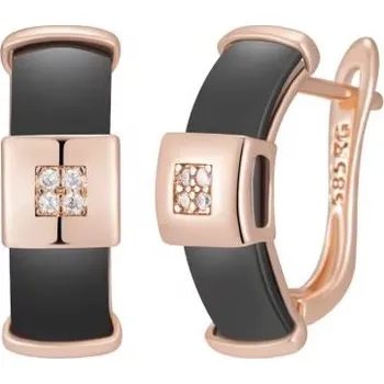 Náušnice Zlaté Náušnice 585 s černými pozlacenými zirkony z růžového zlata
