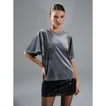 Sinsay - Tričko s krátkým rukávem - sříbrná - 668FG-SLV - 668FG-SLV-XL