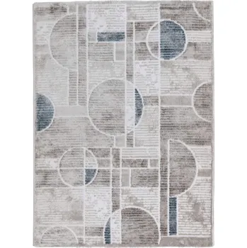 Koberec KOBEREC DO OBÝVÁKU MODERNÍ GEOMETRICKÝ HUSTÝ MĚKKÝ MODRÝ 60X100