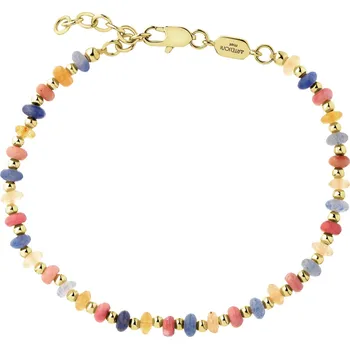 Náramek Rhodiovaný náramek z mosazi s avanturíny a rodonity - AR542-1361