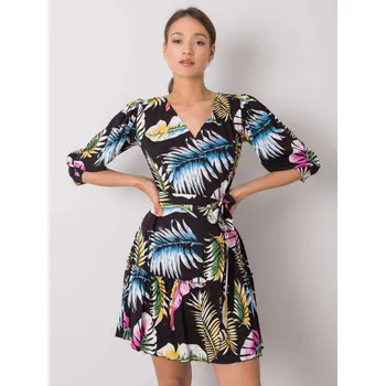Dámské šaty Černé dámské šaty s potiskem listů LK-SK-508059-1.84P-black Velikost: 42