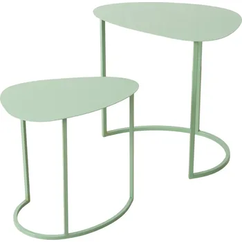 Boltze Home Sada 2 odkládacích stolků JERRY, kapkovitý tvar, kovové, zelený