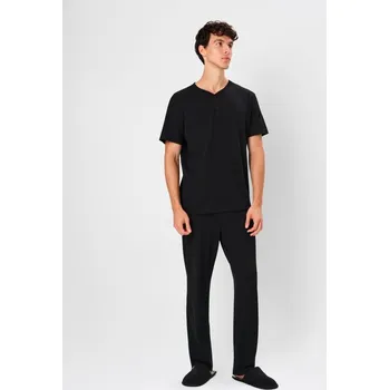 Pánské tričko Sinsay - Dvoudílná pyžamová souprava - černá - 040EM-99X - 040EM-99X-S