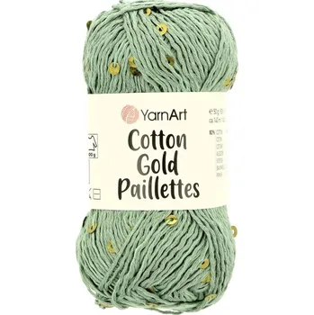 Galanterie Yarnart Cotton Gold Paillettes 7113 šalvějová světle zelená