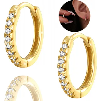 Náušnice Zlaté stříbrné náušnice RYZOST 925 Kruhy se Zirkony STŘÍBRO KRUHY Dámské