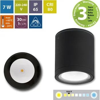 McLED ML-516.011.19.0 LED svítidlo Noel R, 7W, 3000K, IP65, černá barva