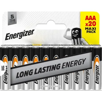 Článková baterie Alkalická baterie Energizer AAA (R3) 20 ks