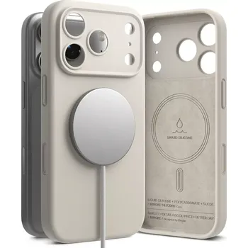 Pouzdro na mobilní telefon Kryt Ringke Silicone MagSafe Apple iPhone 17 Pro - béžový (Silikonové pouzdro Ringke Silicone Magnetic MagSafe pro iPhone 17 Pro – béžové, tenké a elegantní s podporou MagSafe)
