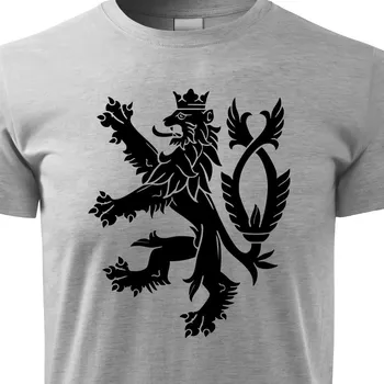 Pánské tričko Tričko Český Lev - velikost 134, Barva Šedá melír