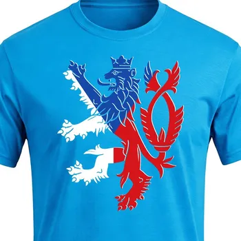 Pánské tričko Tričko Česká republika Lev a vlajka - velikost 110, Barva Tyrkysová