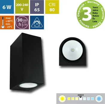 McLED ML-518.008.19.0 LED svítidlo Revos 2S, 6W, 4000K, IP65, černá barva