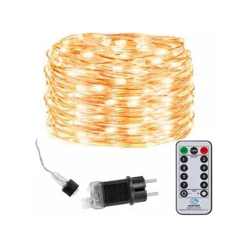 LED řetěz Nano - 48m, 480LED, 8 funkcí, ovladač, IP44, teplá bílá