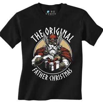 Chlapecké tričko Dětské tričko Vikingský Otec Vánoc (Velikost: 7-8, Barva: Černá)