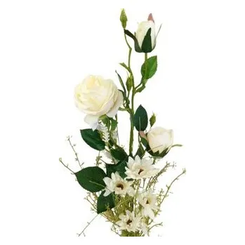 umělá květina Kytice vázaná bílá růže 70 cm EV021