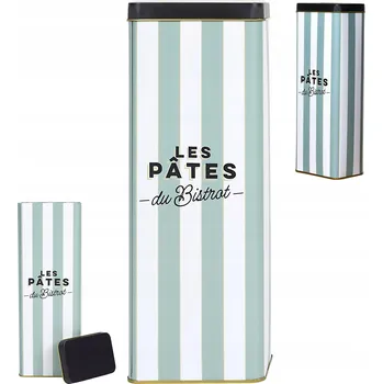 Obraz Dóza na těstoviny Bistrot, černo-zelená, kovová, 9x26 cm, Elegantní černá