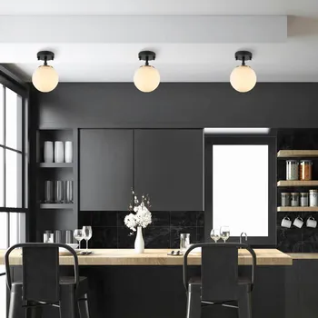 Opviq Stropní světlo Atmaca, 1 žárovka, černé, sklo, Ø 15 cm - Stříška - Ø 12 cm, výška 3 cm černá, bílá 1 x 15 W LED - Doprava zdarma