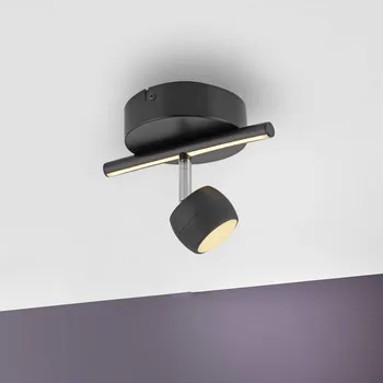 Lampička JUST LIGHT. GmbH JUST LIGHT. LED stropní bodové osvětlení Jarik, 1-žárovkové, černé, 3 000 K - Stříška – průměr 13 cm, výška 3,5 cm černá 1 x 3,2 W LED + 1 x 2,9 W LED - Doprava zdarma