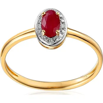 Prsten Zlatý rubínový prsten s brilianty 0,010 ct IZBR091R + dárkové balení LUXUS zdarma