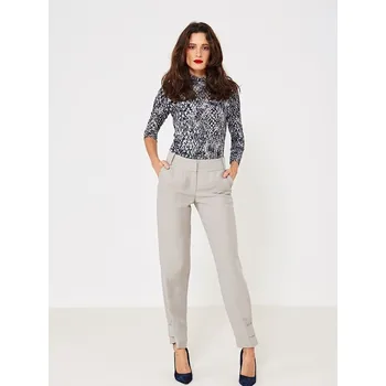 Dámské kalhoty Jednoduché elegantní dámské kalhoty rovného střihu dlouhé šedé velikost 34