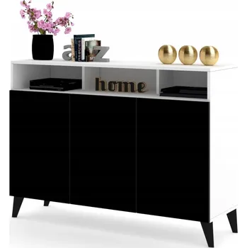 Komoda Komoda, vitrína, TV stolek do obýváku LUNA 3D SKANDI 135 bílá matná / černá