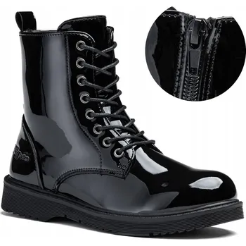 Dámská zimní obuv WOJTYŁKO Dětské zateplené boty kotníkové černé lakované na zip 5Z24112C R32