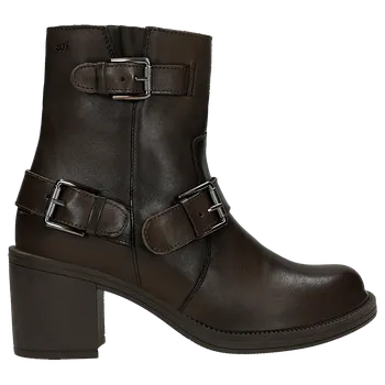 Dámské polobotky Hnědé Kotníkové Boty Na Podpatku V Biker Stylu Wojas 5533952 39