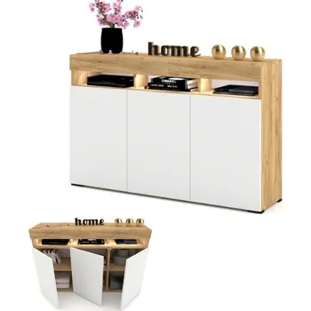 Komoda Komoda Krak Meble dub craft zlatý/bílý matná 134,7x33,8x90 cm