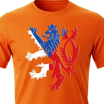 Pánské tričko Tričko Česká republika Lev a vlajka - velikost 134, Barva Oranžová