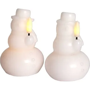 Svíčka SIRIUS LED vosková svíčka sněhulák, bílý, sada 2 kusy, 10 cm