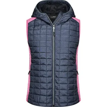 Dámská vesta James&Nicholson Dámská vesta JN767 Pink Melange-Anthracite Melange L