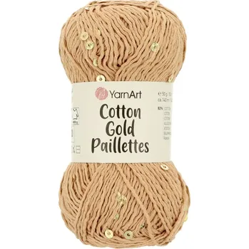 Galanterie Yarnart Cotton Gold Paillettes 7105 světle hnědá