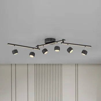 Lampička JUST LIGHT. GmbH JUST LIGHT. LED stropní bodové osvětlení Jarik, 6-žárovkové, černé, 3 000 K - Stříška – průměr 13 cm, výška 3,5 cm černá 6 x 3,2 W LED + 1 x 12,8 W LED - Doprava zdarma