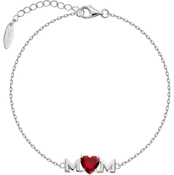 Náramek Stříbrný náramek se zirkony - máma, srdce - AP542-2489