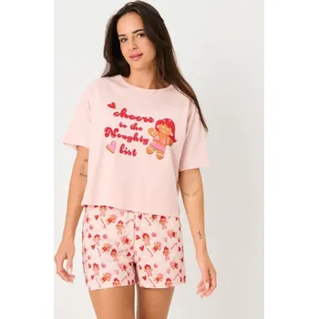 Dámské pyžamo Sinsay - Dvoudílné vánoční pyžamo s motivem perníčků - pastelová růžová - 207GF-03X - 207GF-03X-XL