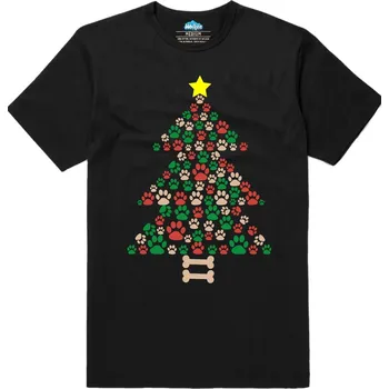 Pánské tričko Pánské tričko Vánoční Stromek z Tlapek (Velikost: S, Barva: Černá)