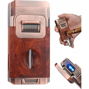 Kartáčovaný Kov Zapalovač Plynový 2 Plameny Turbo Odolný Proti Větru na Cigary