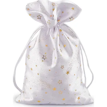 Vánoční dekorace Vánoční dárkový pytlík hvězdy 15x24 cm Varianta: 1 bílá, Balení: 1 ks