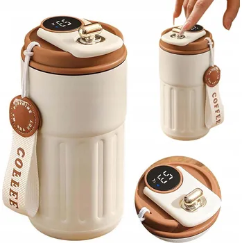 Termohrnek LCD TERMO HRNEK Z NEREZOVÉ OCELI 410ML + ŠŇŮRKA