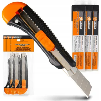 Pracovní nůž 3x Nůž TAPET Čalouněný nůž Řezání kartonu 33x ODLAMOVACÍ ČEPEL VLOŽKY 6Z-P