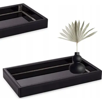 Dekorativní skleněný tác černý glamour 3x27x15 169291