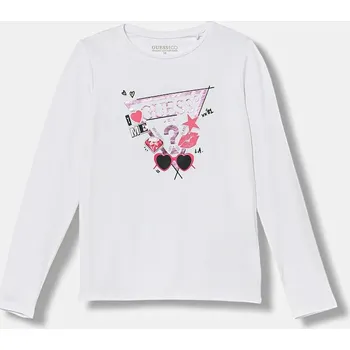 Dívčí tričko Dětské tričko s dlouhým rukávem Guess bílá barva, J5YI01 K6YW4 J5YI01.K6YW4.9BYA 00X, vel. 147-157
